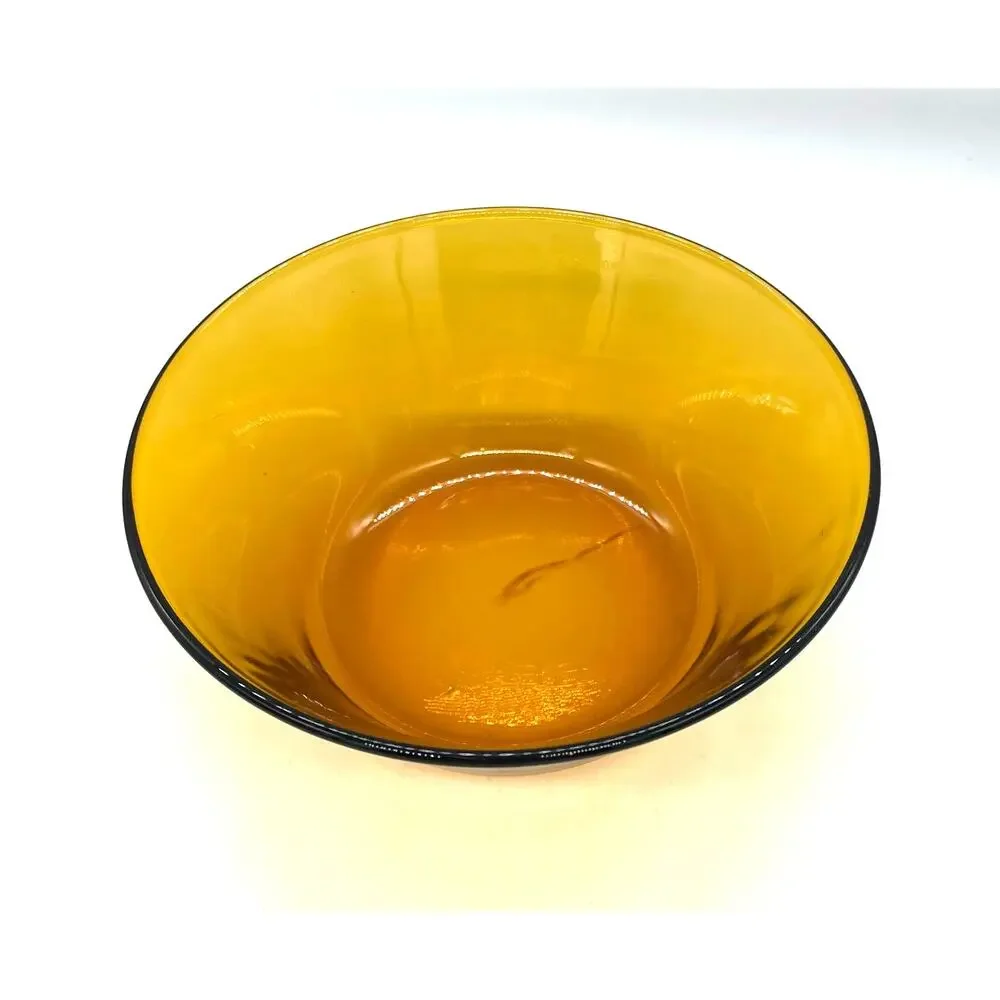 Vintage Kig Indonesia Amber Glass Cereal Bowl 6 3/8